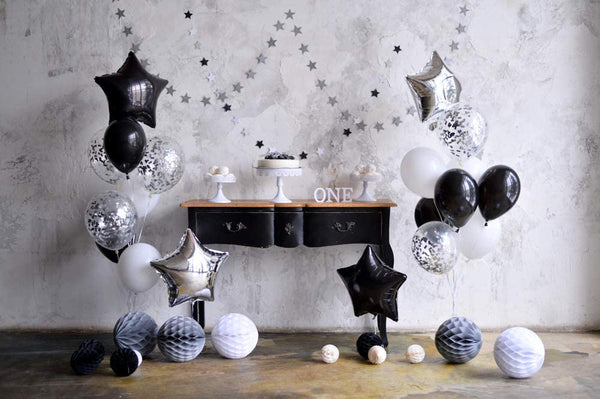 Metallic Balloons 9 Inch Thick White And Black Latex Balloon For Birthday, Anniversary Parties.