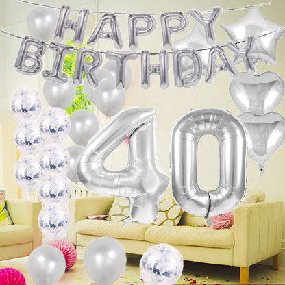 40th Birthday Silver  Decorations Party Supplies