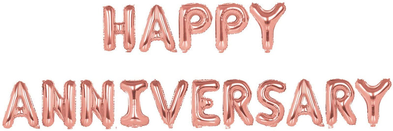 Happy Anniversary Rose Gold Foil Letters Balloons For Anniversary Celebrations