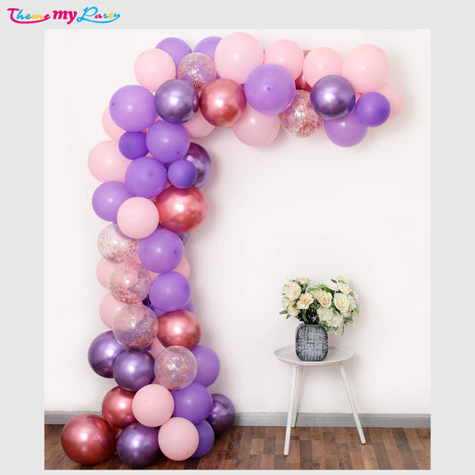 Purple Pink and Rose Gold Confetti Balloon Garland Kit Birthday Decorations