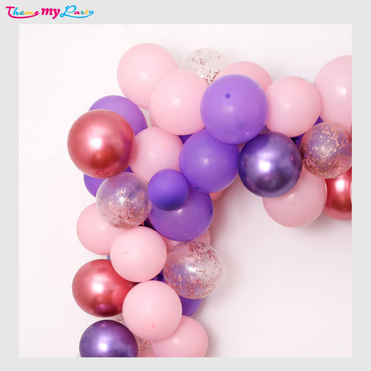 Purple Pink and Rose Gold Confetti Balloon Garland Kit Birthday Decorations