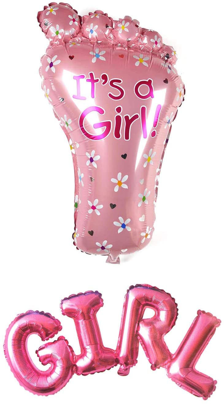 It'S A Girl Bottle Shape Foil Balloon And "Girl" Letter Foil Balloon. Helium Quality Foil Balloon For Baby Showers Party Supply Decorations