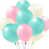 Pink, Aqua Blue And White Latex Balloons For Birthday Parties, Unicorn Decorations