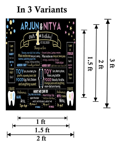 Twins Chalkboard Customized Chalkboard/Milestone Board for Kids Birthday Party