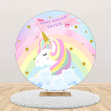 Unicorn Round Birthday Party Backdrop Cake Table  Decoration Background