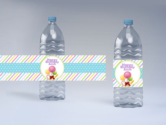 Candyland Theme Water Bottle Labels