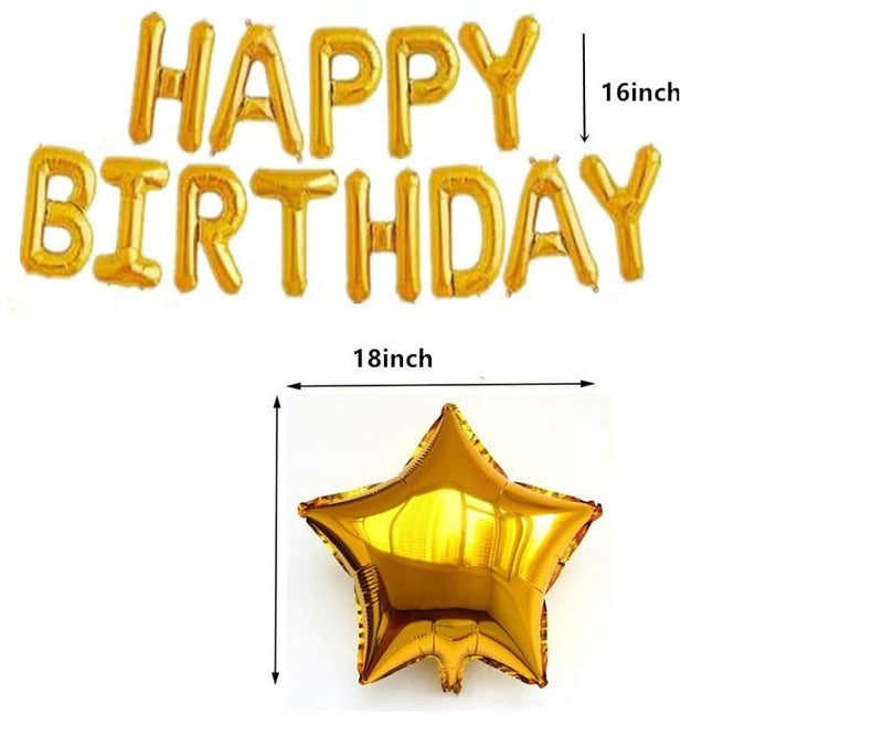 Happy Birthday Balloon Banners Gold, Alphabet Balloons Banner for Birthday Party Decoration