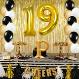 Party Decorations Supplies, Number 1 and 9 Balloons Gold Foil Fringe Curtains Backdrop Props Champagne Bottle Wine Glass Balloons Decoration for Bachelor Celebration (19th Birthday)