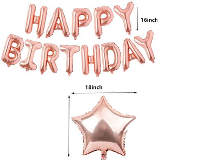 Rose Gold Happy Birthday Balloon Banners , Alphabet Balloons Banner for Women Girls Birthday Party Decoration Teen Girls