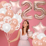 16 Inch Rose Gold Number 2 Balloon, Large Helium Balloon Birthday Party Decorations for Girls, Rose Gold Latex Balloons, 2 Year Party Supplies for Baby Shower Birthday Celebration