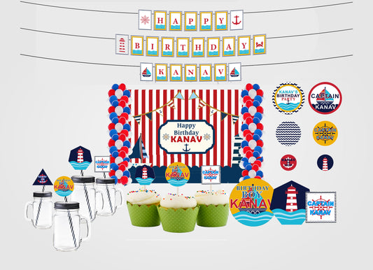 Nautical Ahoy  Theme Birthday Party Decoration Kit 
