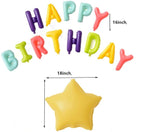Rainbow Happy Birthday Balloons Banner Self Inflated 16 inch Birthday Alphabets Letters Foil & 2 Pack Large 18 Inch Stars Ballloons for Kids Birthday Party Decorations Supplies