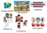 Paw Patrol Theme Birthday Party Combo Kit with Backdrop & Decorations