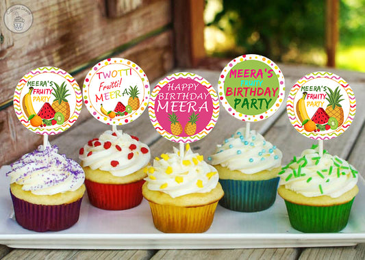 Twotti Fruity Theme Birthday Party Cupcake Toppers for Decoration 