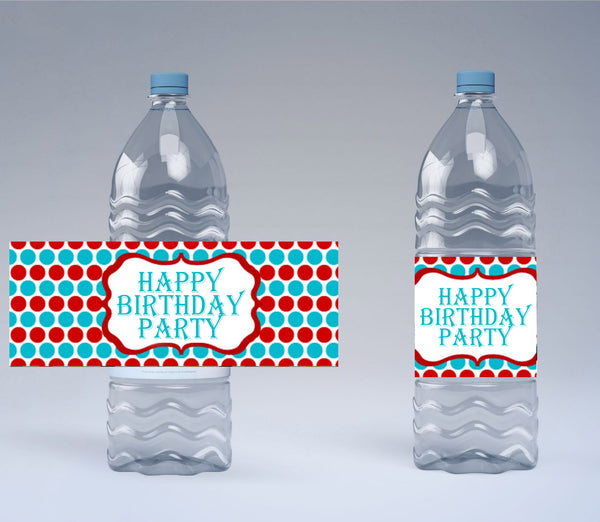 Carnival Theme Birthday Party Water Bottle Labels