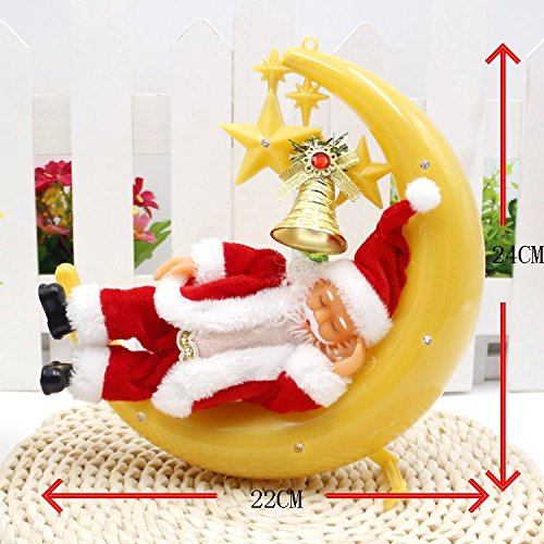 The Electric Santa Claus sleeping on the moon ,Snoring singing with music LED for Christmas , new year decorations electric toy Toys for children