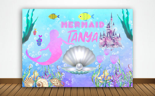 Mermaid Theme Birthday Party Backdrop