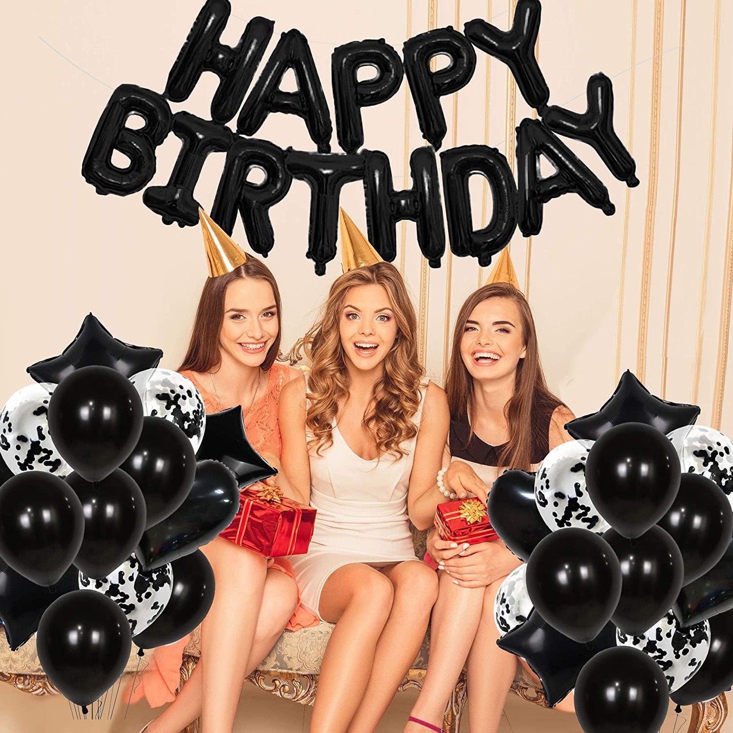 Black Party Decoration Bunting for Birthday