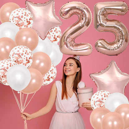 16 Inch Rose Gold Number 5 Balloon, Large Helium Balloon Birthday Party Decorations for Girls, Rose Gold Latex Balloons, 2 Year Party Supplies for Baby Shower Birthday Celebration