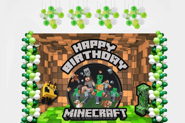 Minecraft Theme Birthday Party Complete Decoration Kit