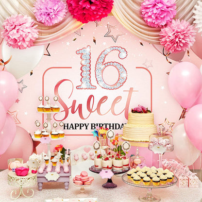 16th Birthday Party Backdrop 