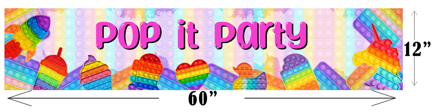 Pop It Theme Birthday Long Banner for Decoration