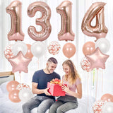16 Inch Rose Gold Number 4 Balloon, Large Helium Balloon Birthday Party Decorations for Girls, Rose Gold Latex Balloons, 2 Year Party Supplies for Baby Shower Birthday Celebration