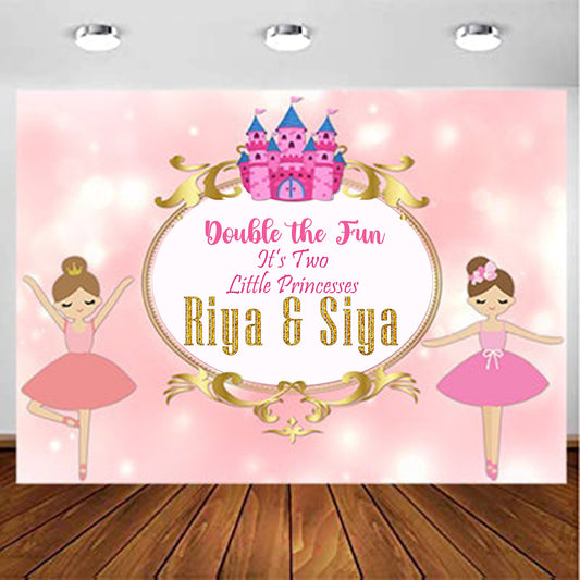 Twin Girls Theme Birthday Party Backdrop