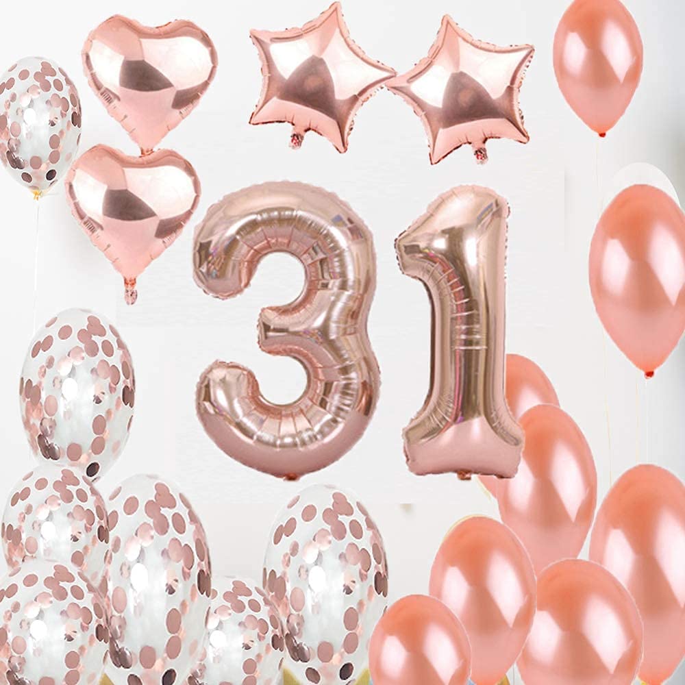 31th Birthday Decorations Party Supplies,Rose Gold Number 31 Balloons,31th Foil Balloons Latex Balloon Decoration,Great 31th Birthday Gifts for Girls