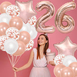 16 Inch Rose Gold Number 6 Balloon, Large Helium Balloon Birthday Party Decorations for Girls, Rose Gold Latex Balloons, 2 Year Party Supplies for Baby Shower Birthday Celebration