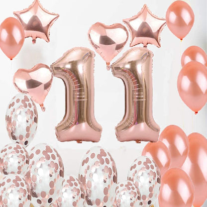 Sweet 11th Birthday Decorations Party Supplies,Rose Gold Number 11 Balloons,11th Foil Balloons Latex Balloon Decoration,Great 11th Birthday Gifts for Girls