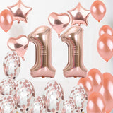Sweet 11th Birthday Decorations Party Supplies,Rose Gold Number 11 Balloons,11th Foil Balloons Latex Balloon Decoration,Great 11th Birthday Gifts for Girls
