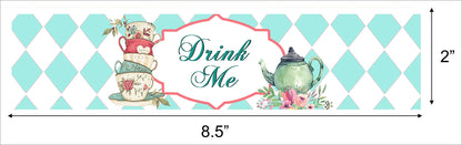 Alice Tea Party Theme Water Bottle Labels  