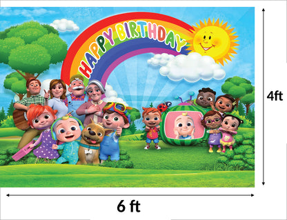 Cocomelon Theme Birthday Party Backdrop