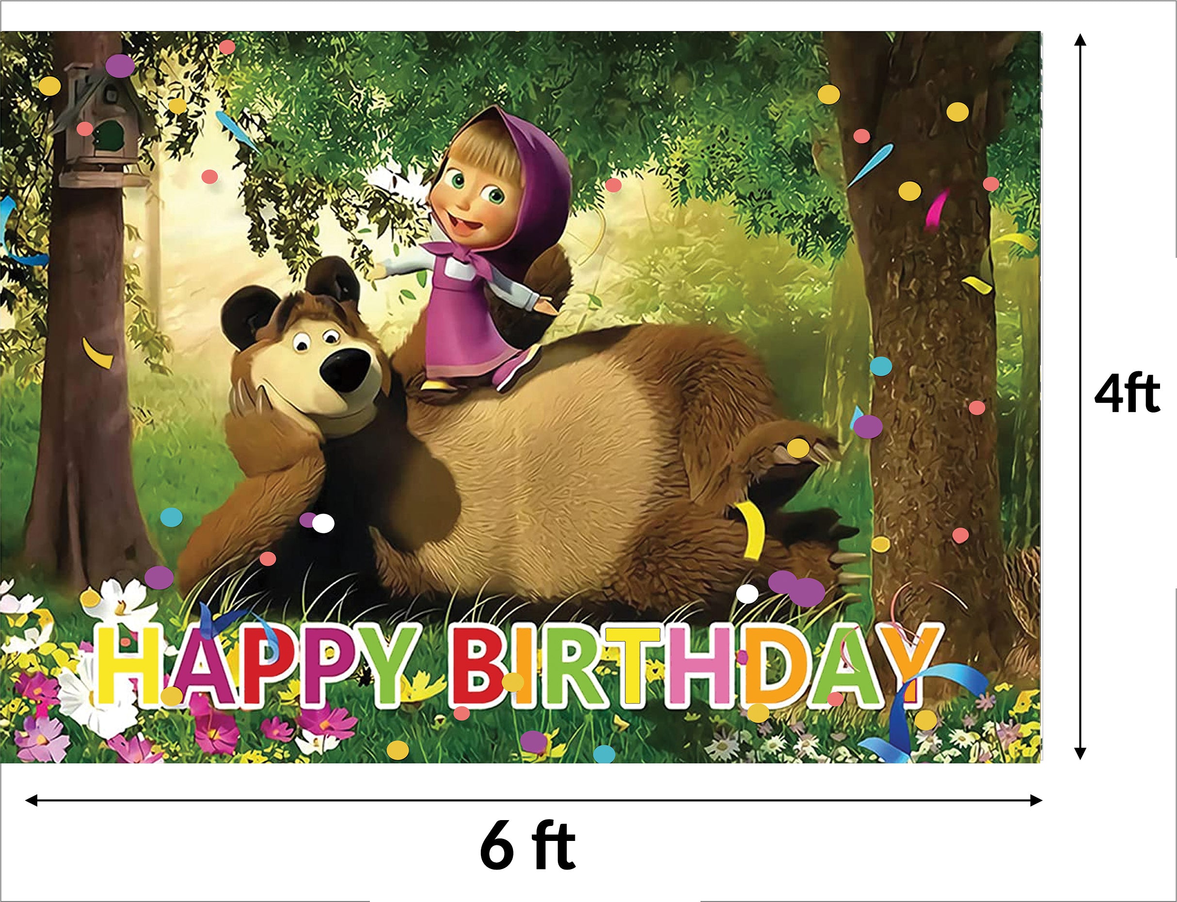 Buy Masha and the Bear Party Decoration Backdrop | Party Supplies ...