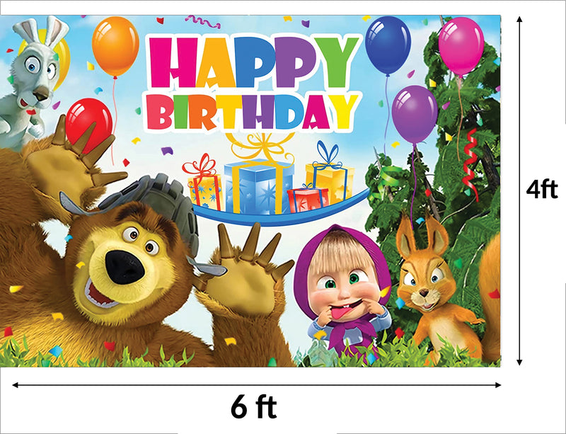 Masha and The Bear Theme Birthday Party Backdrop