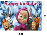 Masha and The Bear Theme Birthday Party Backdrop