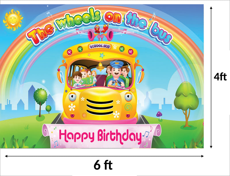 Wheels on the Bus Theme Birthday Party Backdrop