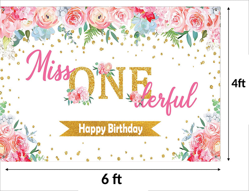 One is Fun First Birthday Party Backdrop For Girls