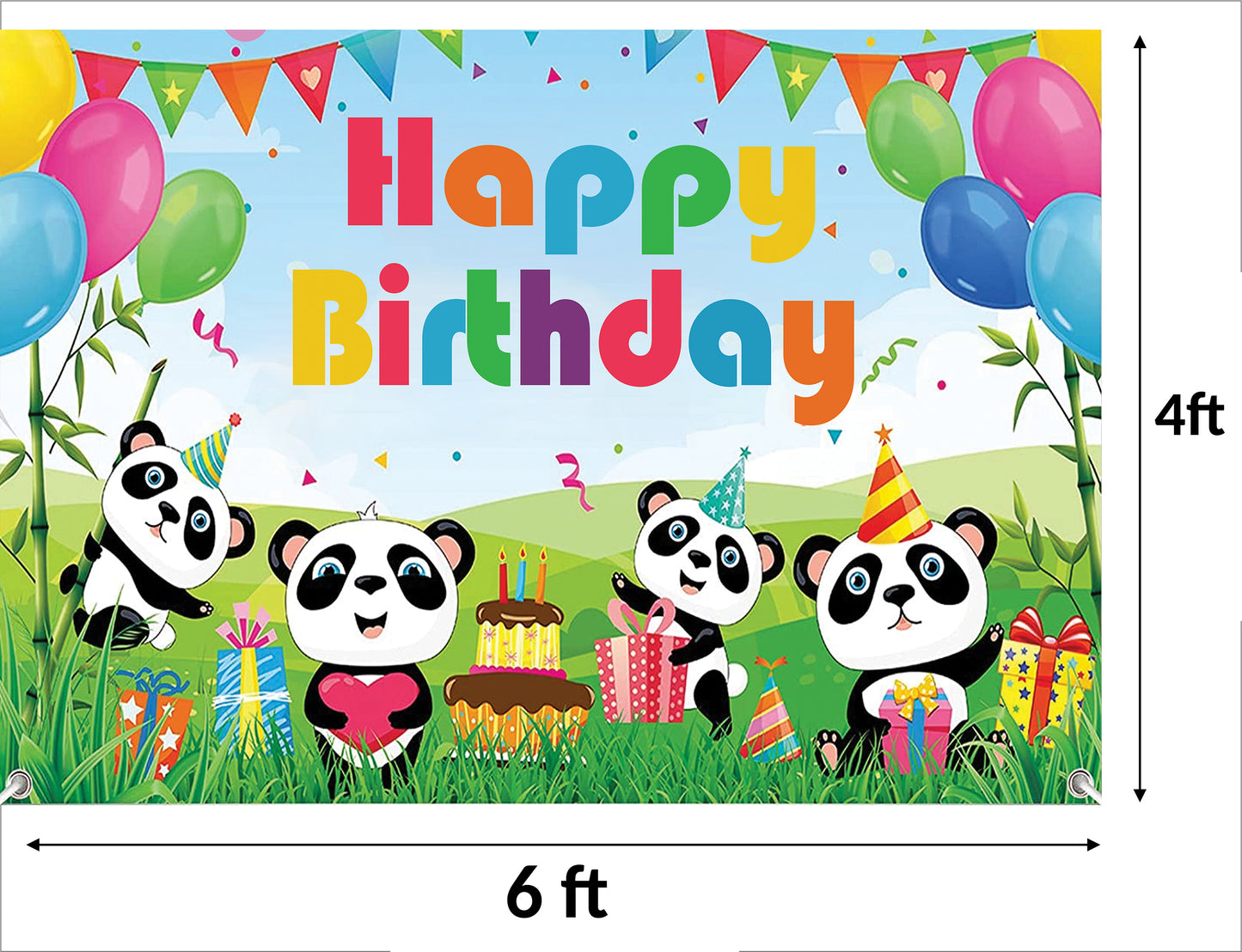 Panda Theme Birthday Party Backdrop
