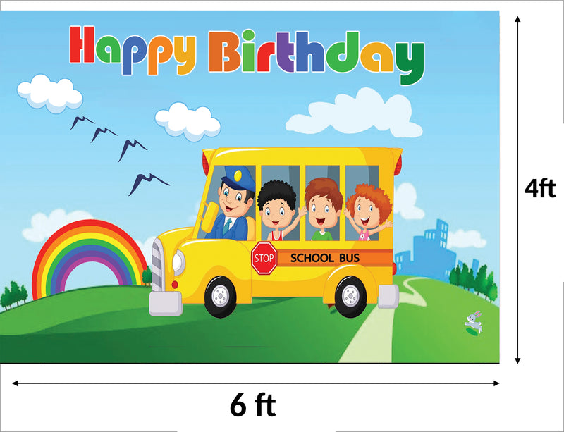 Wheels on the Bus Theme Birthday Party Backdrop