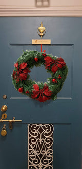 Christmas Wreath, 12 Inch Traditional Christmas, Artificial Decorative Wreath -1 Pc