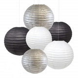 Black, White And Silver Paper Lanterns -12"Inch, Great For Anniversary Parties, 25Th Milestone ,Silver Jubilee