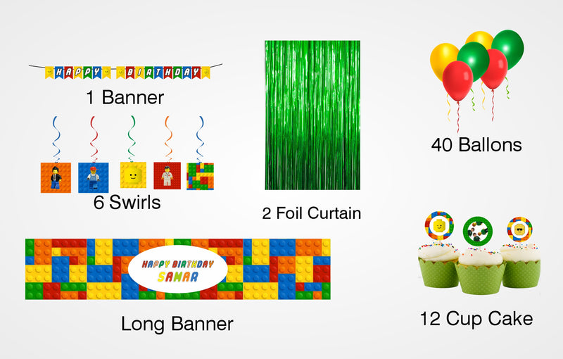 Lego Theme Birthday Party Decoration Kit