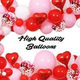 Valentines Day Balloon Arch Garland Kit - Pink White Red Confetti Balloons With Red Heart Balloons For Valentine'S Day( Pack Of 108)