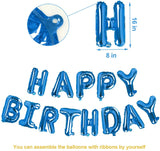 Decoration Set Blue-Happy Birthday Balloons Decorations Set Letter Balloons,Confetti Balloons And Giant Star Balloons