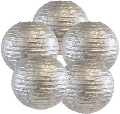 Silver Paper Lanterns -12"Inch Great For Birthday Parties, Weddings Or Baby Shower
