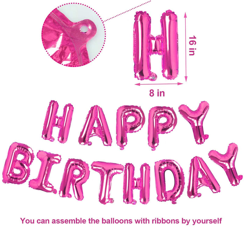 Decoration Set Pink-Happy Birthday Balloons Decorations Set Letter Balloons,Confetti Balloons And Giant Star Balloons