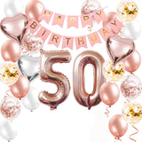 50th Rose Gold and Silver Birthday Party Decoration