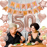 50th Rose Gold Birthday Party Decoration Kit